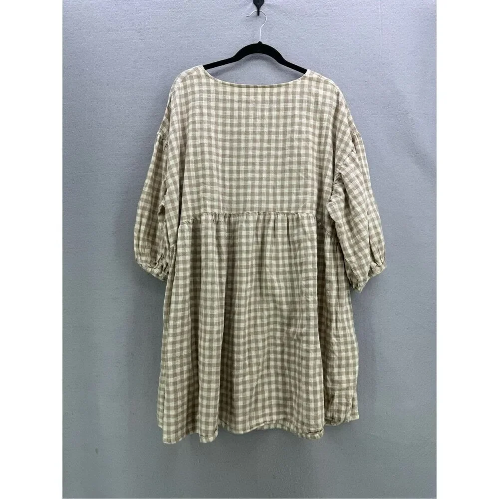 Able Beige Plaid Mini Dress - Picture 6 of 13